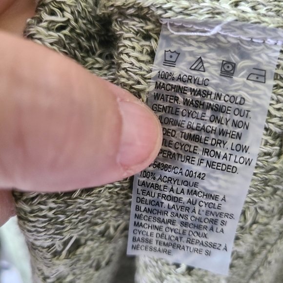 ALIA Green Open Knit Long Sleeve Cardigan Sweater Size Large - Picture 7 of 7